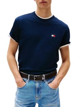 Camiseta Tommy Jeans Badge azul marinho para homem