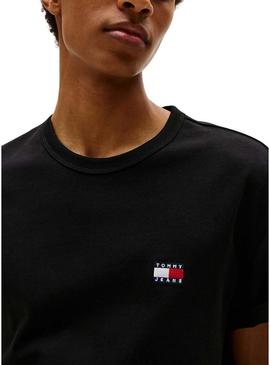 Camiseta Tommy Jeans Badge preta para homens