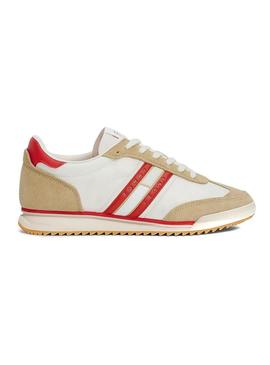 Tênis Tommy Jeans Retro Runner branco para mulher.