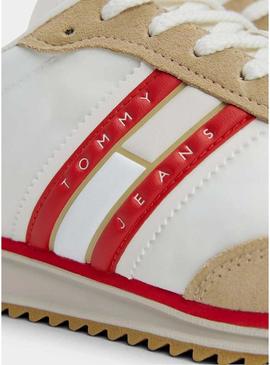 Tênis Tommy Jeans Retro Runner branco para mulher.