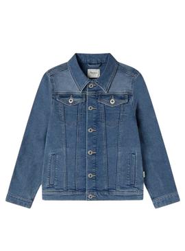 Jaqueta jeans Pepe Jeans com logotipo para criança.
