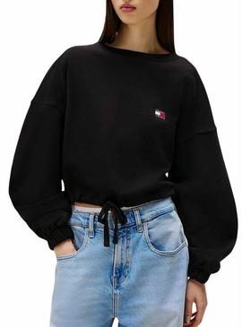 Moletom Tommy Jeans Tie preto para mulher