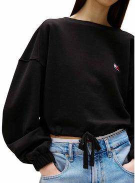 Moletom Tommy Jeans Tie preto para mulher