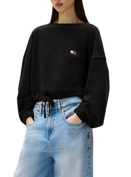Moletom Tommy Jeans Tie preto para mulher