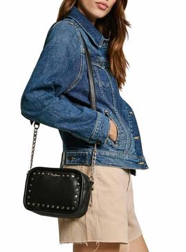 Bolsa Pepe Jeans Brianae com tachas preto para mulher.