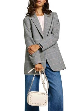 Bolsa Pepe Jeans Brianae com tachas bege para mulher.