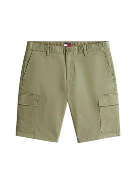 Bermudas Tommy Jeans Scanton de carga verde para homem.