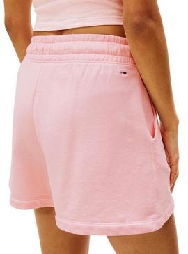 Shorts Tommy Jeans Script rosa para mulher