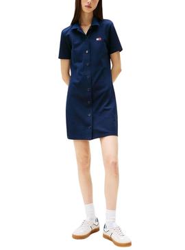 Vestido Tommy Jeans Pique Polo azul para mulher.