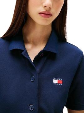 Vestido Tommy Jeans Pique Polo azul para mulher.