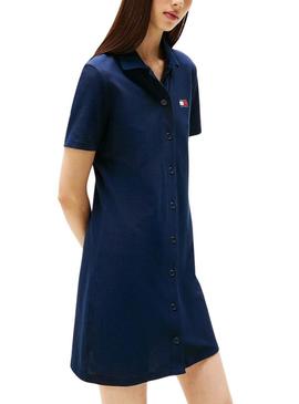 Vestido Tommy Jeans Pique Polo azul para mulher.