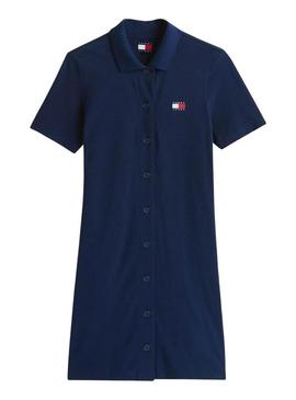 Vestido Tommy Jeans Pique Polo azul para mulher.