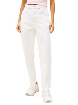 Calça de ganga Tommy Jeans Mom branca para mulher.