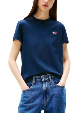 Camiseta Tommy Jeans Badge azul para mulher