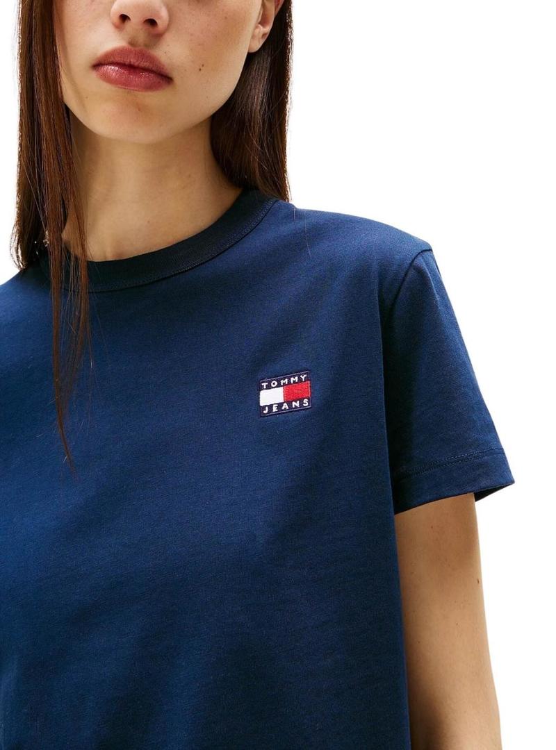 Camiseta Tommy Jeans Badge azul para mulher
