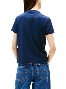 Camiseta Tommy Jeans Badge azul para mulher