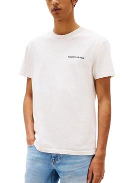 Camiseta Tommy Jeans Slanted beige para homem