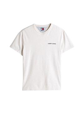 Camiseta Tommy Jeans Slanted beige para homem