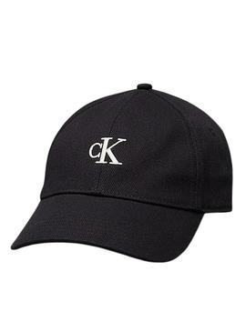 Boné Calvin Klein bordado com monograma preto para mulher.