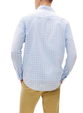 Camisa Tommy Jeans Poplin azul claro para homem.