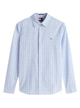 Camisa Tommy Jeans Poplin azul claro para homem.