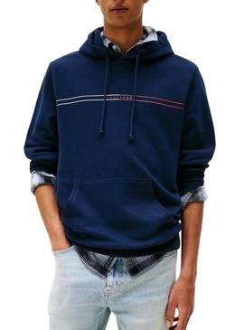 Blusa de moletom Tommy Jeans Chest Flag azul para homem