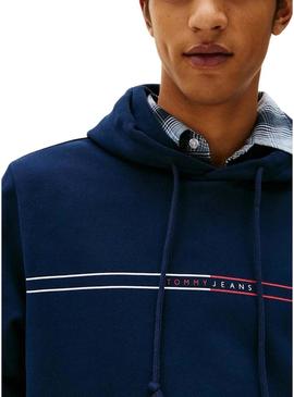 Blusa de moletom Tommy Jeans Chest Flag azul para homem