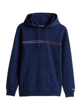 Blusa de moletom Tommy Jeans Chest Flag azul para homem