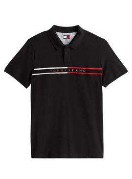 Polo Tommy Jeans Chest Flag preto para homem