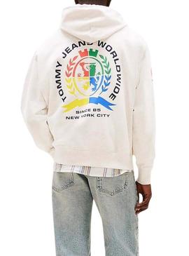 Moletom Tommy Jeans Varsity bege para homem.