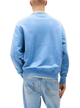 Moletom Tommy Jeans Paisley crew azul para homem