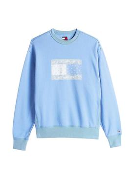 Moletom Tommy Jeans Paisley crew azul para homem