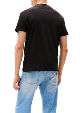 Camiseta Tommy Jeans Signature preta para homem.