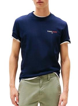Camiseta Tommy Jeans DNA azul marinho para homens