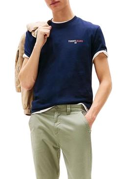 Camiseta Tommy Jeans DNA azul marinho para homens