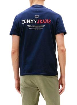 Camiseta Tommy Jeans DNA azul marinho para homens