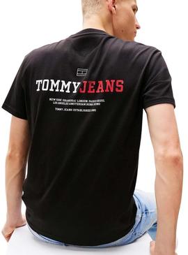 Camiseta Tommy Jeans DNA preta para homem