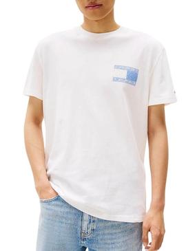 Camiseta Tommy Jeans Paisley branca para homem.