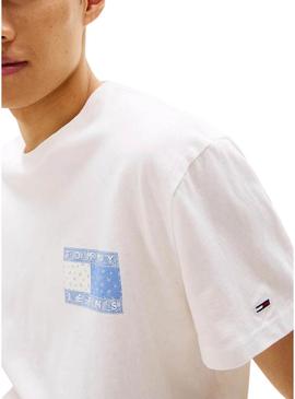 Camiseta Tommy Jeans Paisley branca para homem.