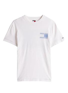 Camiseta Tommy Jeans Paisley branca para homem.