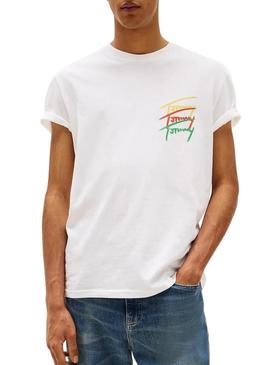 Camiseta Tommy Jeans Twisted branca para homem.