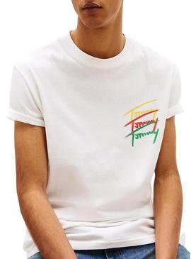 Camiseta Tommy Jeans Twisted branca para homem.
