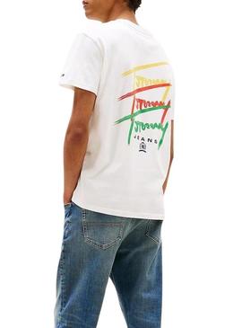 Camiseta Tommy Jeans Twisted branca para homem.