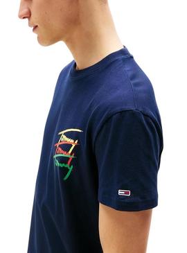 Camiseta Tommy Jeans Twisted azul marinho para homem.