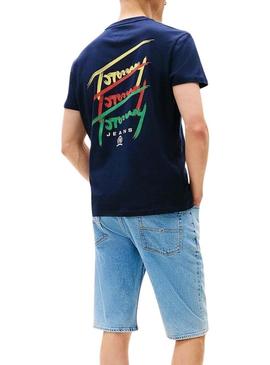 Camiseta Tommy Jeans Twisted azul marinho para homem.