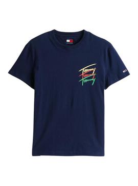 Camiseta Tommy Jeans Twisted azul marinho para homem.