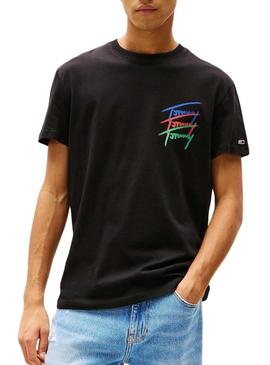 Camiseta Tommy Jeans Twisted preta para homem.