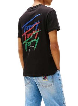 Camiseta Tommy Jeans Twisted preta para homem.
