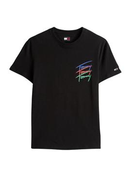 Camiseta Tommy Jeans Twisted preta para homem.