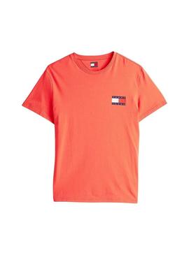 Camisa Tommy Jeans Essential Flag laranja para homem.
